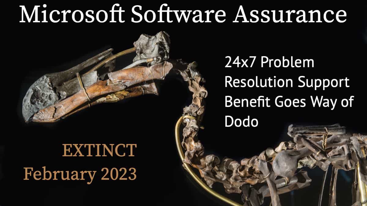 Microsoft Software Assurance Benefit - 24x7 Problem Resolution Support - Lost February 2023