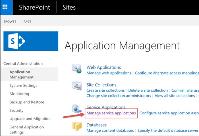 SharePoint support - service applications