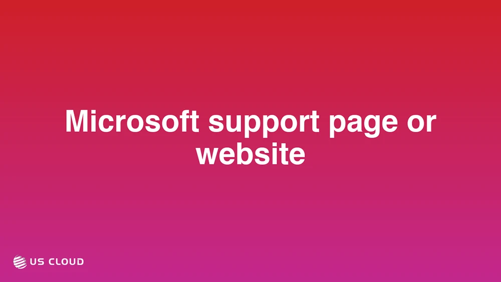 Microsoft support page or website